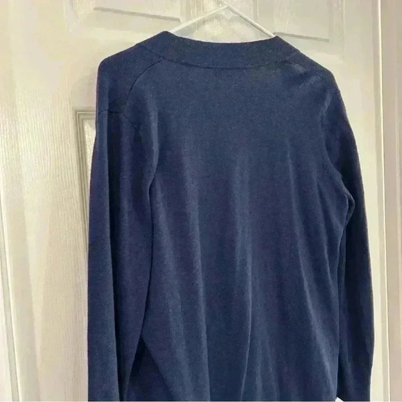 Lands' End Women Cardigan Size MP Blue V Neck Button Up Long Sleeve Pockets - Picture 5 of 9